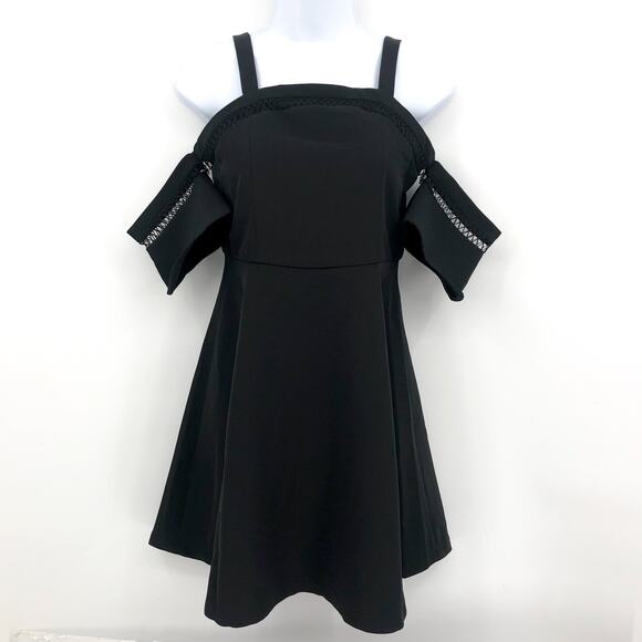 BARDOT JUNIOR Girl's Isla Cold Shoulder Dress Size 16 Black Back Zipper NWT - Picture 3 of 9